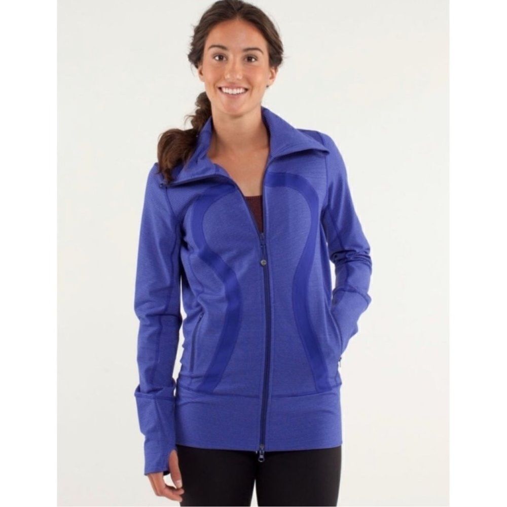 Lululemon Stride Full Zip Jacket Tonka Stripe in Pigment Blue
